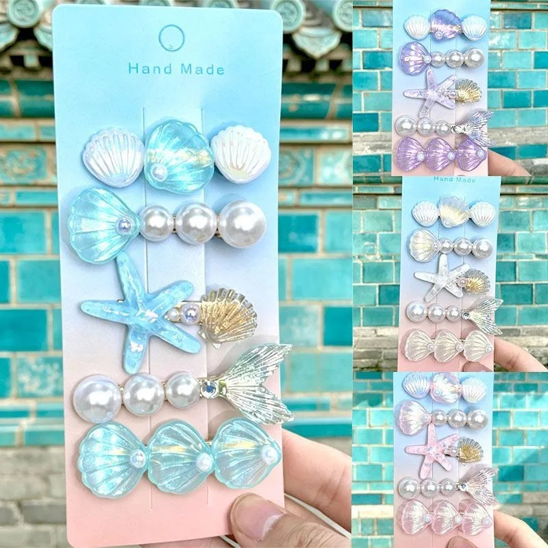 Ocean Series Hair Clips Pearl Shell Summer New Mermaid Princess Beach Seaside Photo Hair Accessories Decor Peaceful Pleasures Health and Wellness