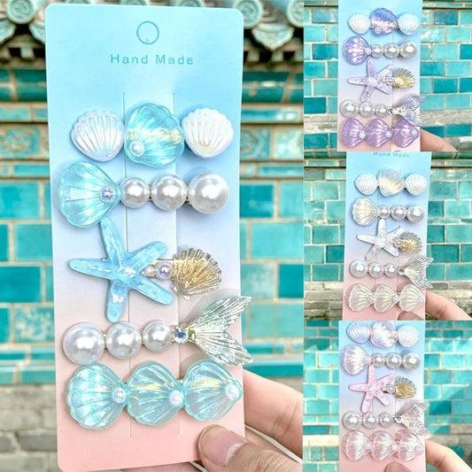 Ocean Series Hair Clips Pearl Shell Summer New Mermaid Princess Beach Seaside Photo Hair Accessories Decor Peaceful Pleasures Health and Wellness