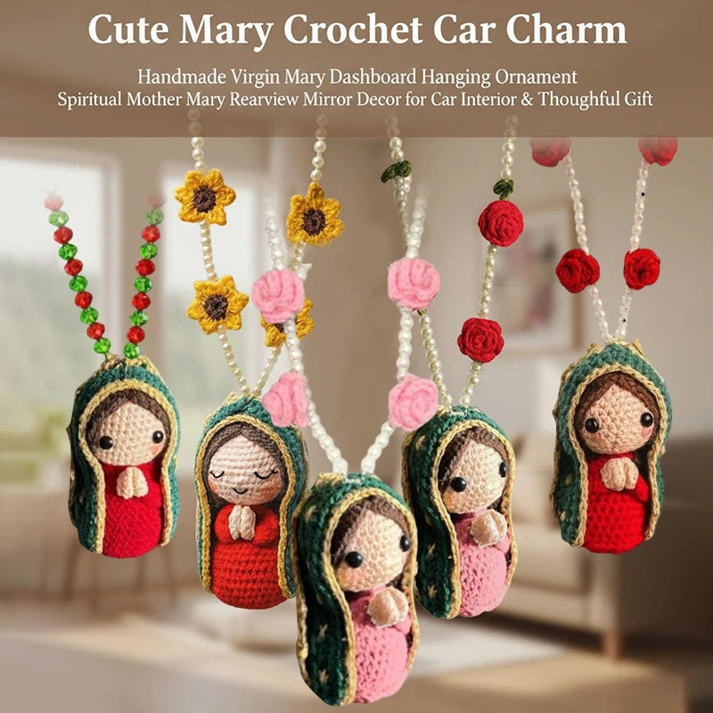 Virgin Mary Crochet Figurine | Car & Home Hanging Decor Religious Figurine Peaceful Pleasures Health and Wellness