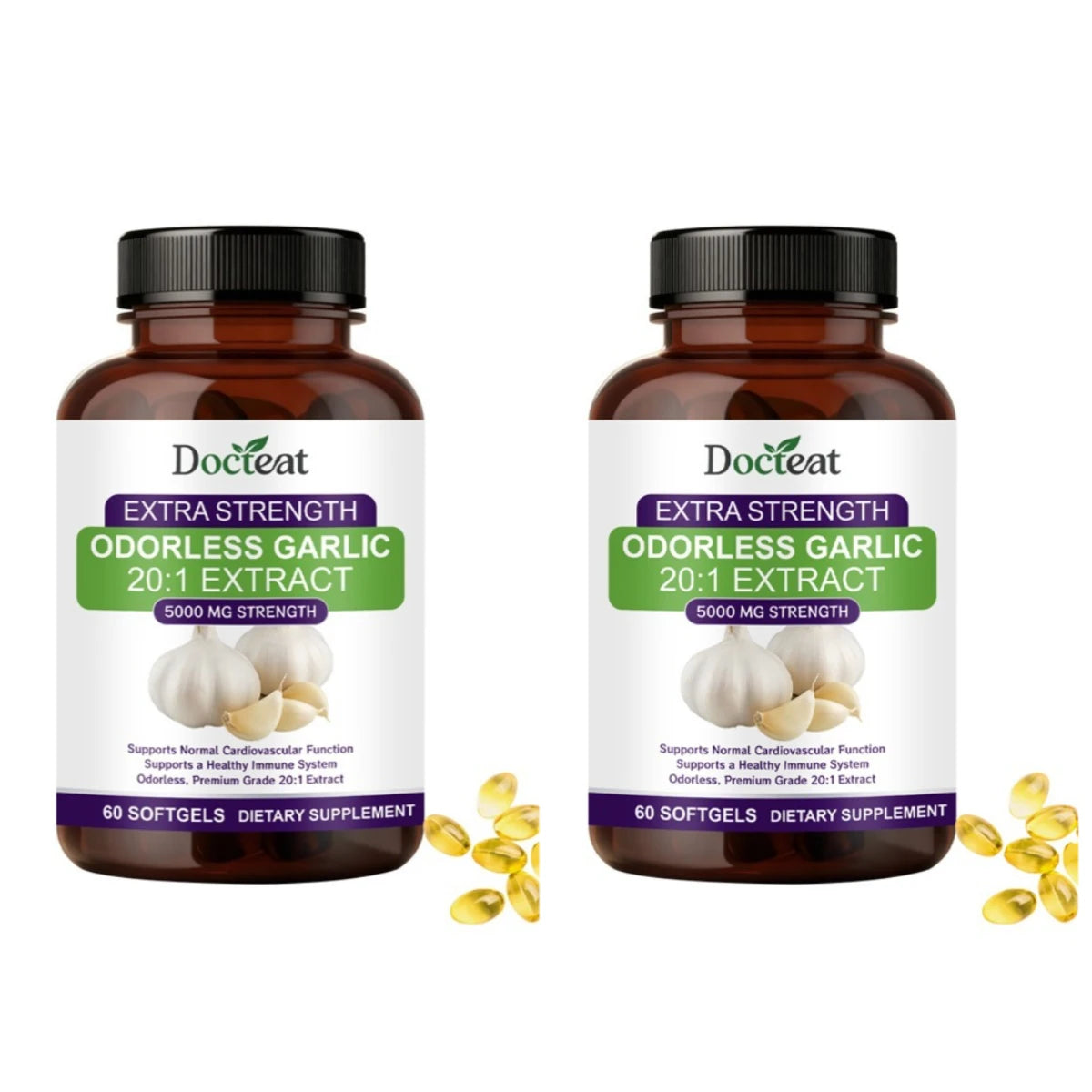 Docteat Odorless Garlic Softgels 5000mg – 60 CT Aged Garlic