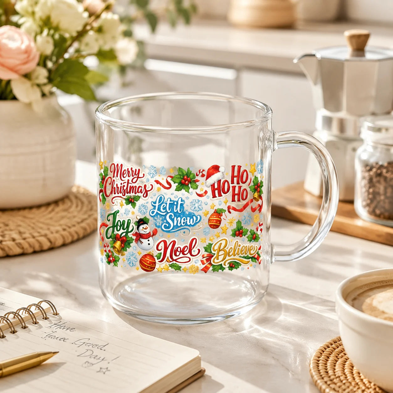 Christmas Watercolor UV DTF Transfer Sticker | Mug & Tumbler DIY