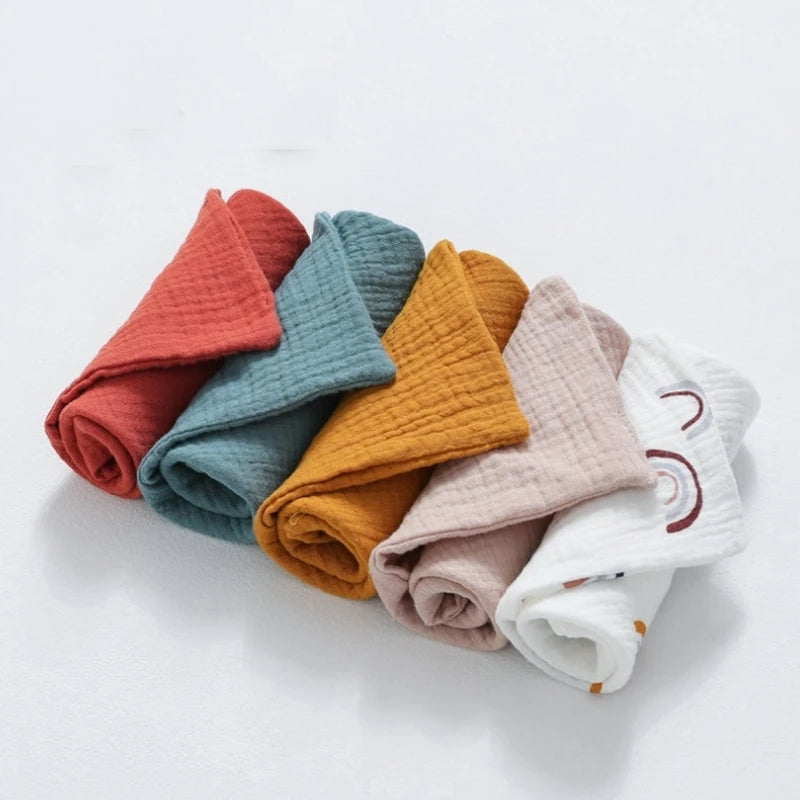 5-Pack Baby Cotton Washcloths – Soft Muslin Bibs & Face Wipes