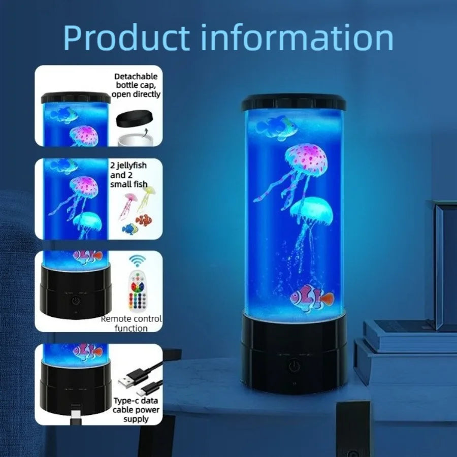 Colorful Jellyfish LED Night Light | USB Atmosphere Bedroom Lamp