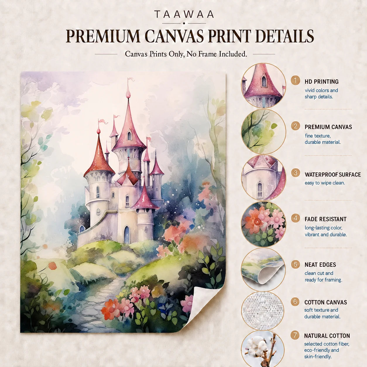 Nordic Dreamy Castle Canvas Wall Art for Kids Nursery Decor Canvas Wall Art Peaceful Pleasures Health and Wellness