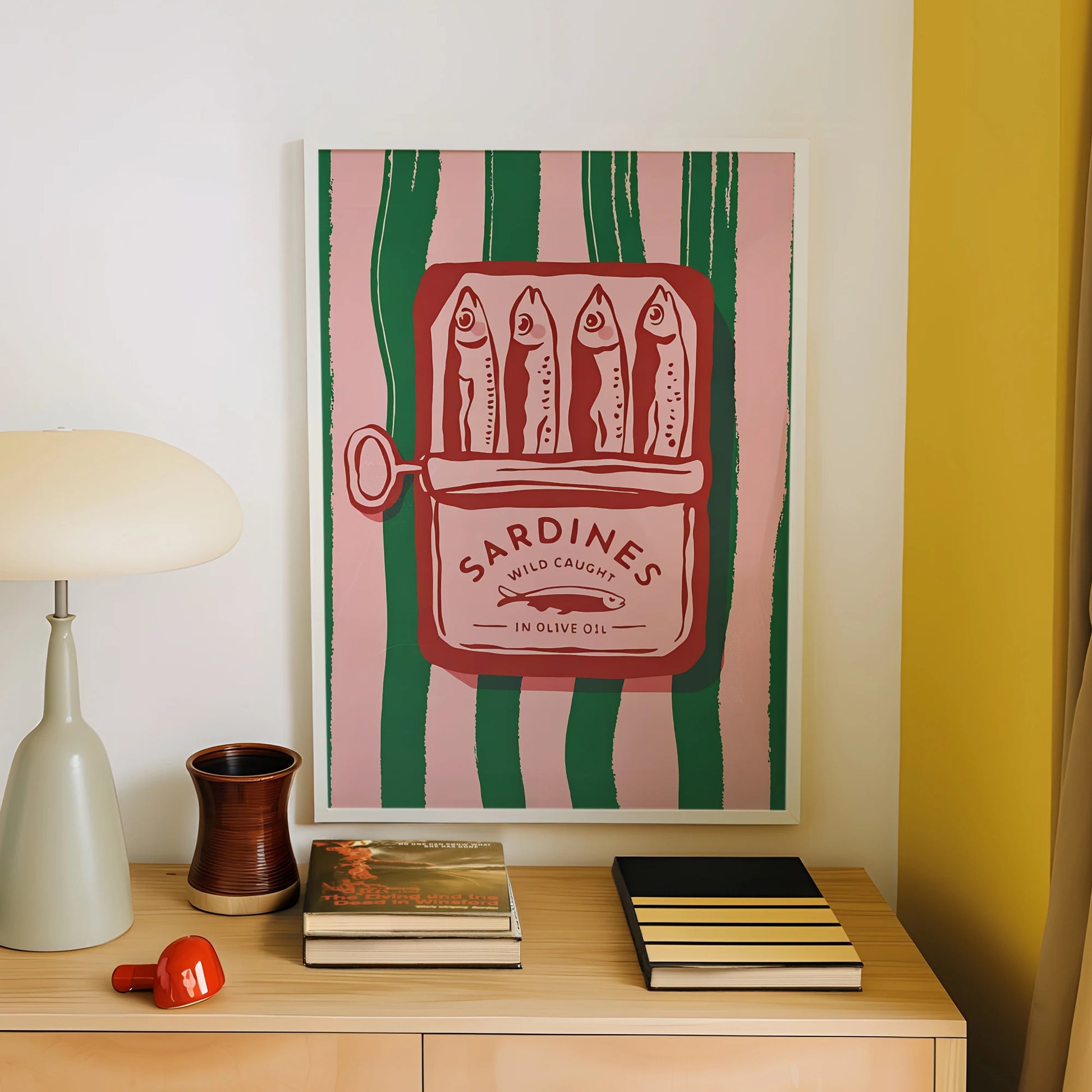 Vintage Cartoon Olive Oil Sardines Wall Art Prints Canvas Painting Poster Picture For Living BedRoom Home Decor Peaceful Pleasures Health and Wellness