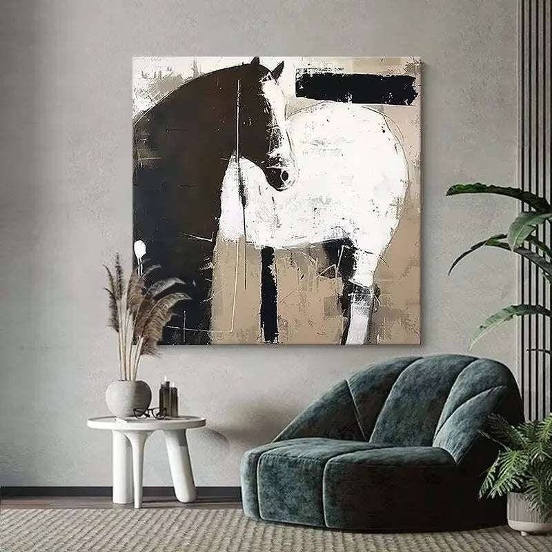 Morden Abstract Animal Horse Wall Picture For Home Decor Hand Painted Oil Painting On Canvas Hanging Poster For Living Room Peaceful Pleasures Health and Wellness