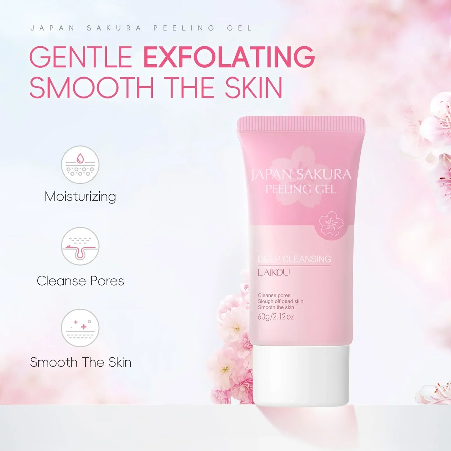 LAIKOU Sakura Face Peeling Gel – Exfoliate & Glow 60g Peaceful Pleasures Health and Wellness