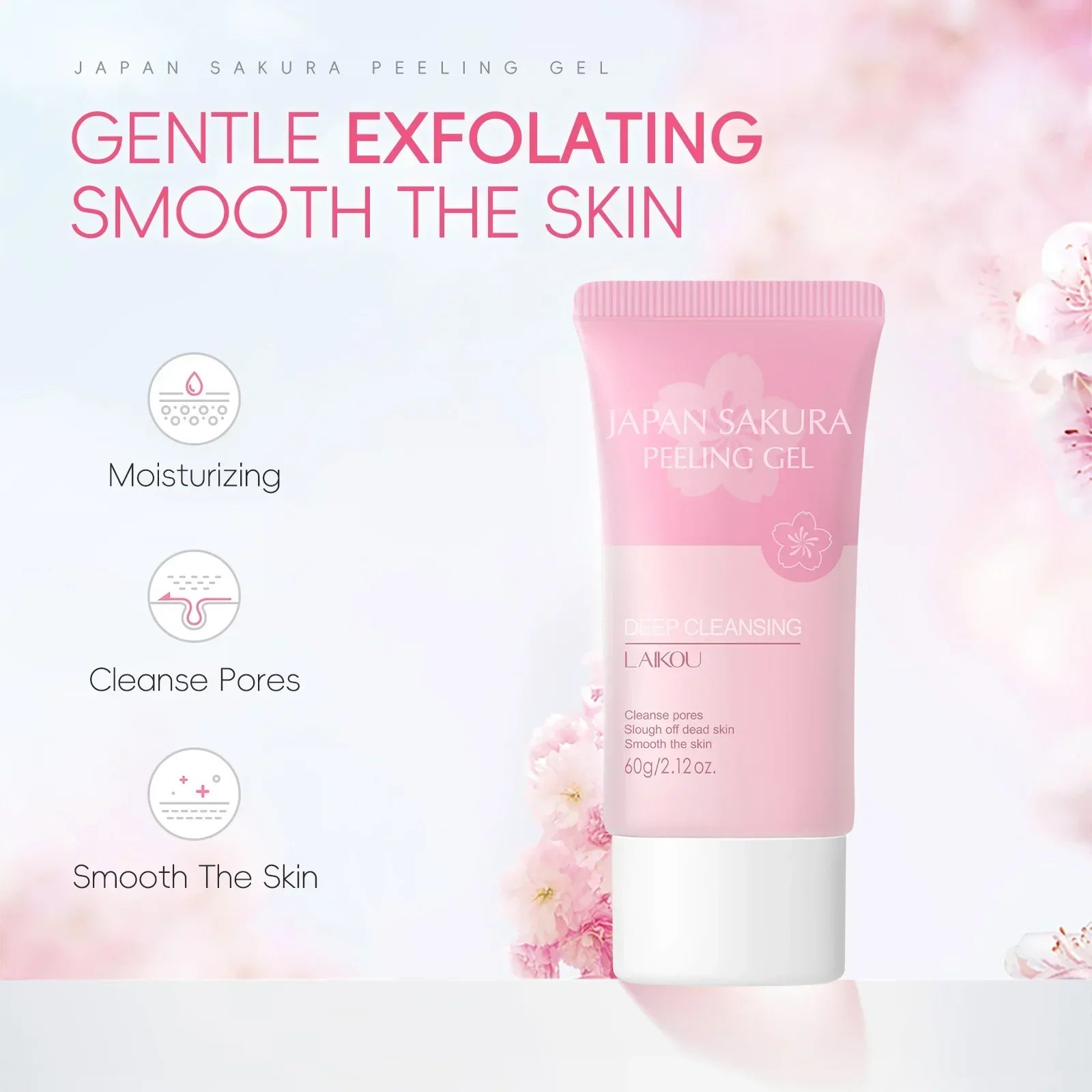 LAIKOU Sakura Face Peeling Gel – Exfoliate & Glow 60g Peaceful Pleasures Health and Wellness