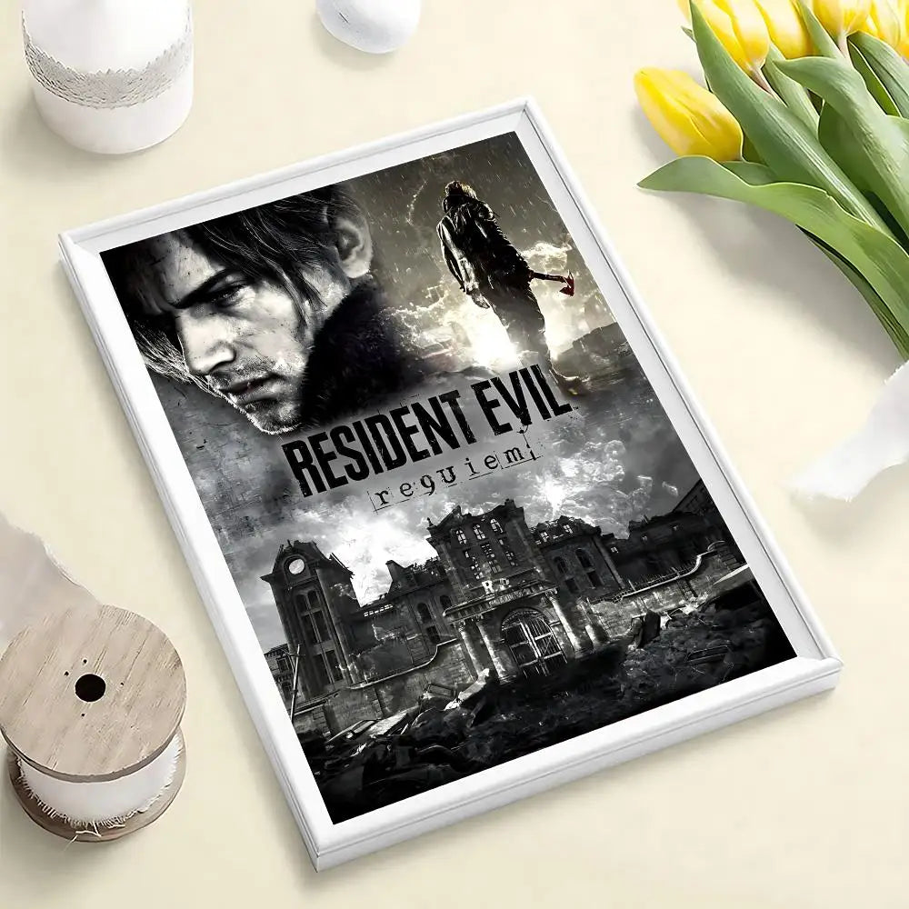 Resident Evil Requiem Poster HD Self Adhesive Waterproof Wall Art Ideal for Home Office Dorm Bedroom Great Gift Peaceful Pleasures Health and Wellness White6 50X70cmNoframe