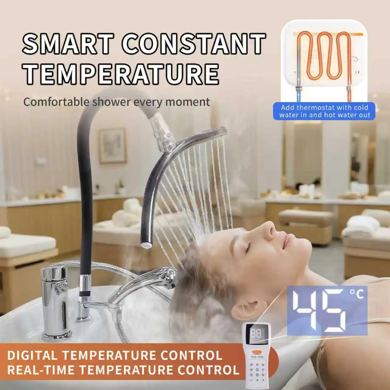 Salon Head Spa Water Frame – Pump, Heating & Rainfall Shower