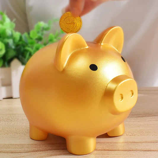 Shatterproof Golden Pig Coin Bank Rubber Piggy Bank Fortune Symbol for Kids Savings & Home Decoration Peaceful Pleasures Health and Wellness