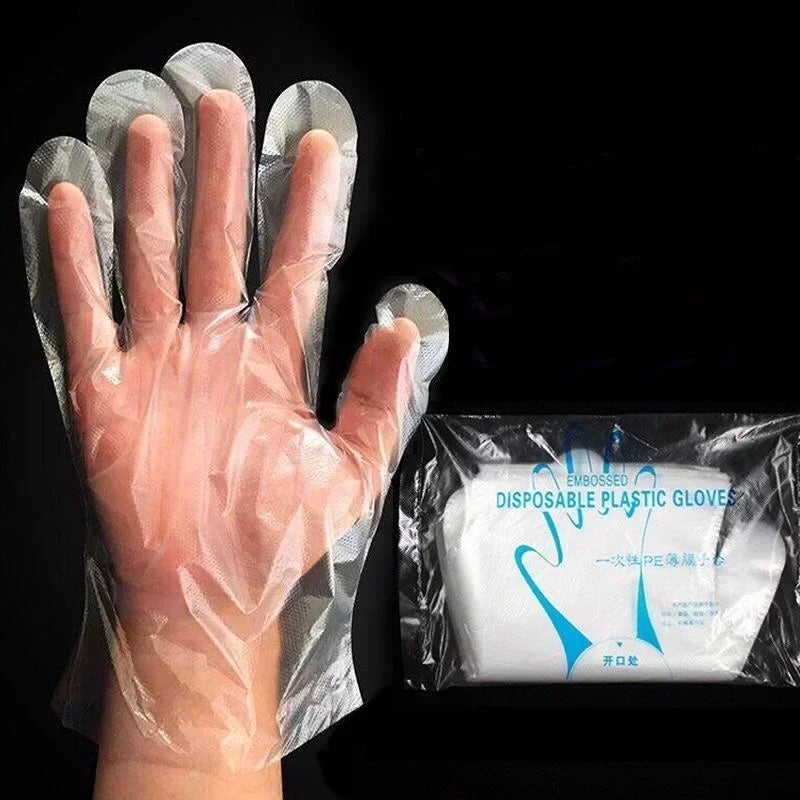Disposable Hair Dye Gloves 100 Pack – Plastic Styling Gloves