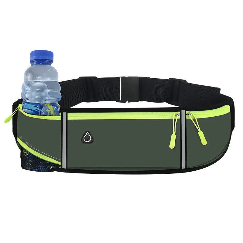 Outdoor Running Waist Bag for Mobile Phone Light and Thin Fitness Cycling Water Bottle Waist Bag with Three Waterproof Pockets Peaceful Pleasures Health and Wellness gray color kettle