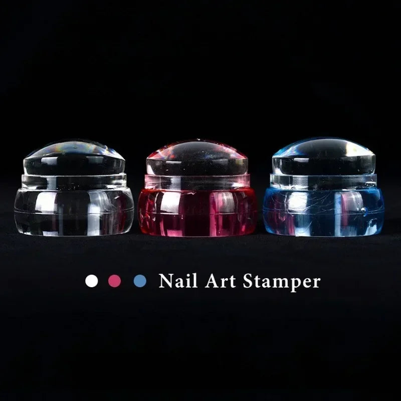 3sets Manicure Nail Art Stamping Plates Kits Clear Silicone Head Mirror Nail Stamper Transfer Templates Printing Scraper Peaceful Pleasures Health and Wellness