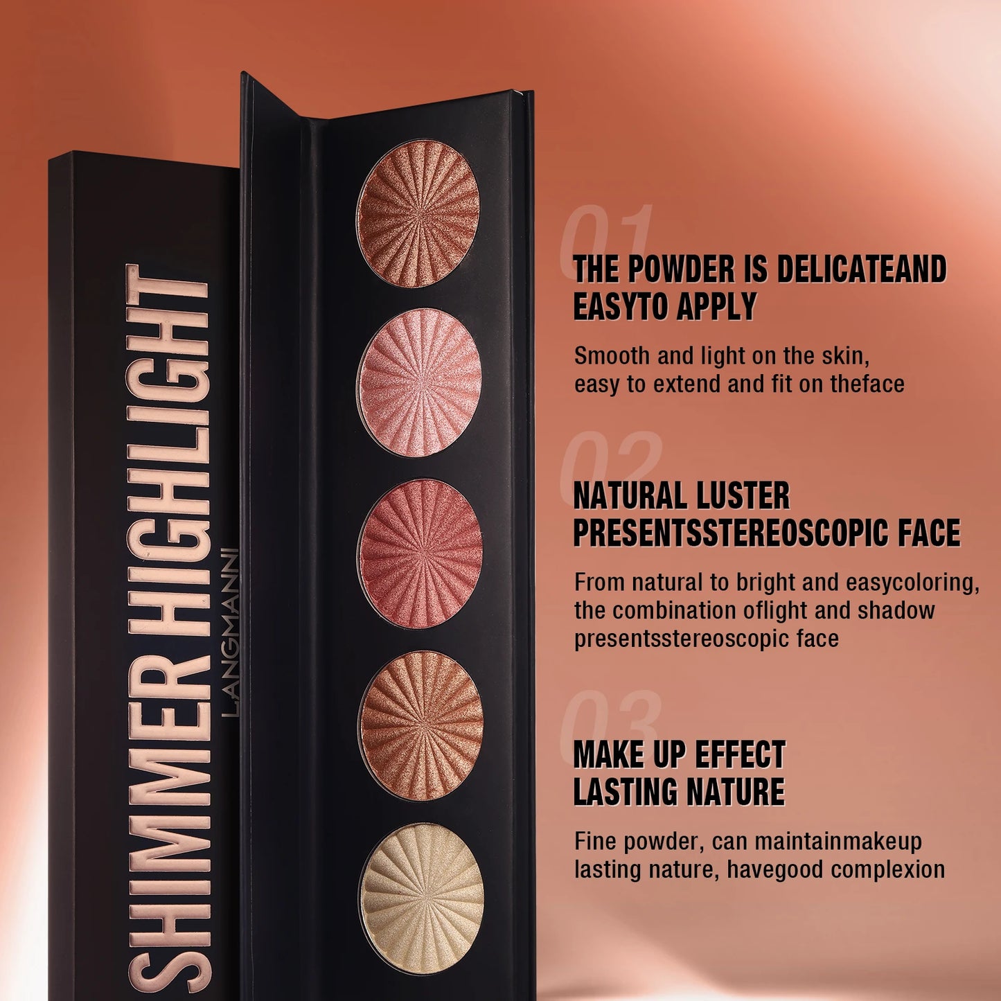 Highlighting and Contouring Palette 5 Colours All-in-One Makeup Palette Stereoscopic Natural Highlighting Makeup Palette Peaceful Pleasures Health and Wellness
