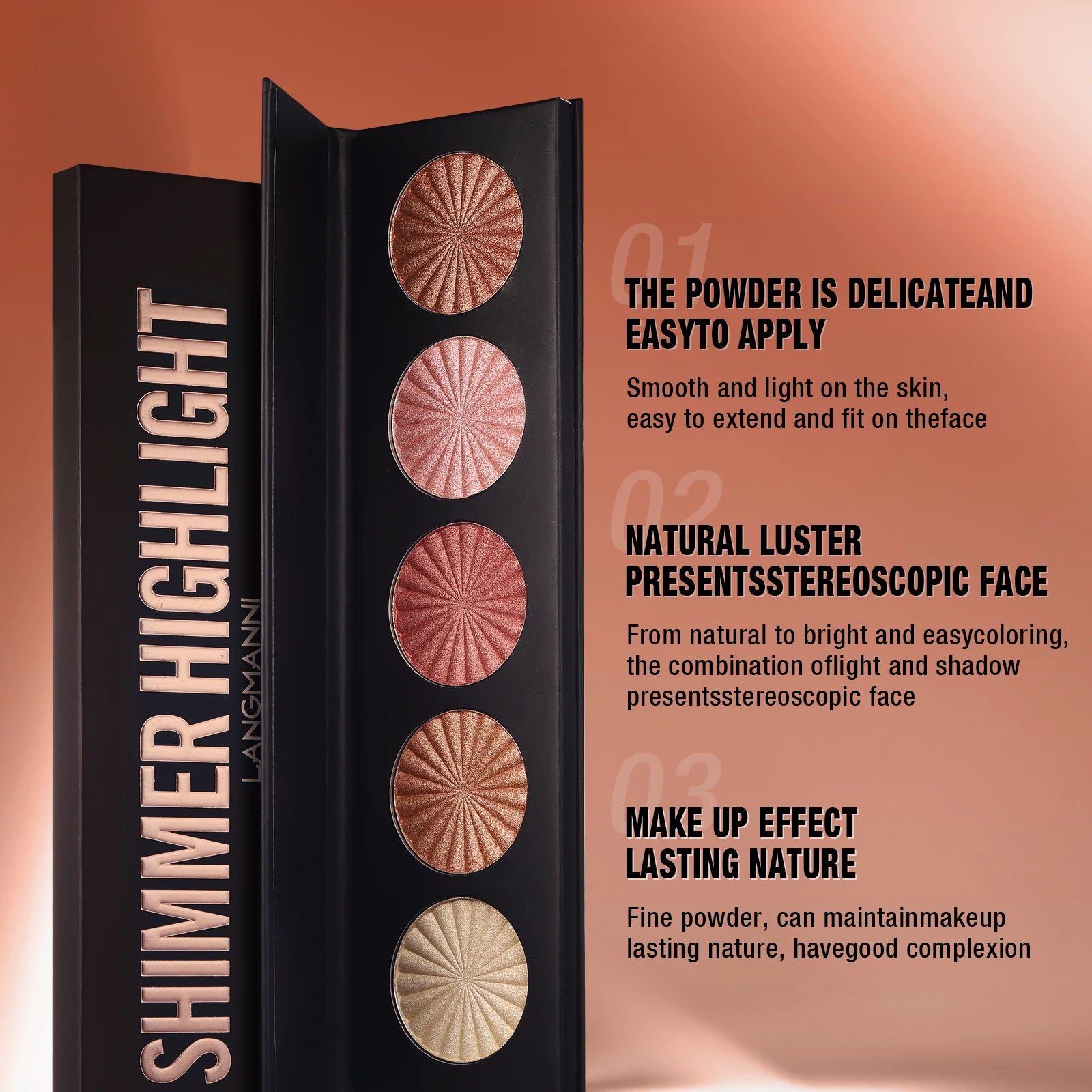 Highlighting and Contouring Palette 5 Colours All-in-One Makeup Palette Stereoscopic Natural Highlighting Makeup Palette Peaceful Pleasures Health and Wellness