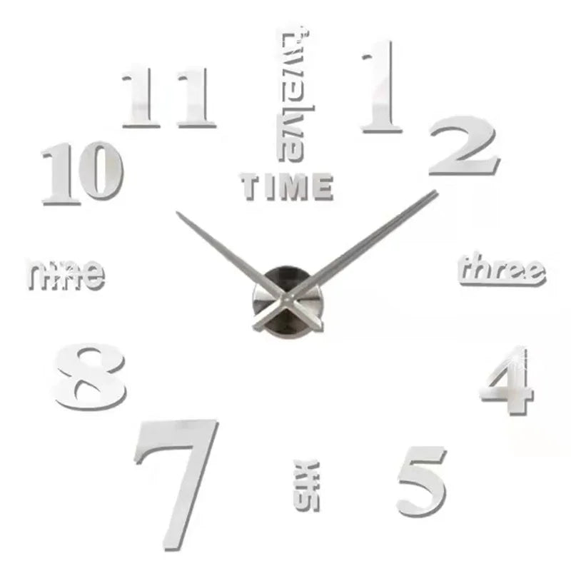 2026 Modern Design Large Wall Clock 3D DIY Quartz Clocks Fashion Watches Acrylic Mirror Stickers Living Room Home Decor Horloge Peaceful Pleasures Health and Wellness 018 Silver 3D Diameter100-130CM