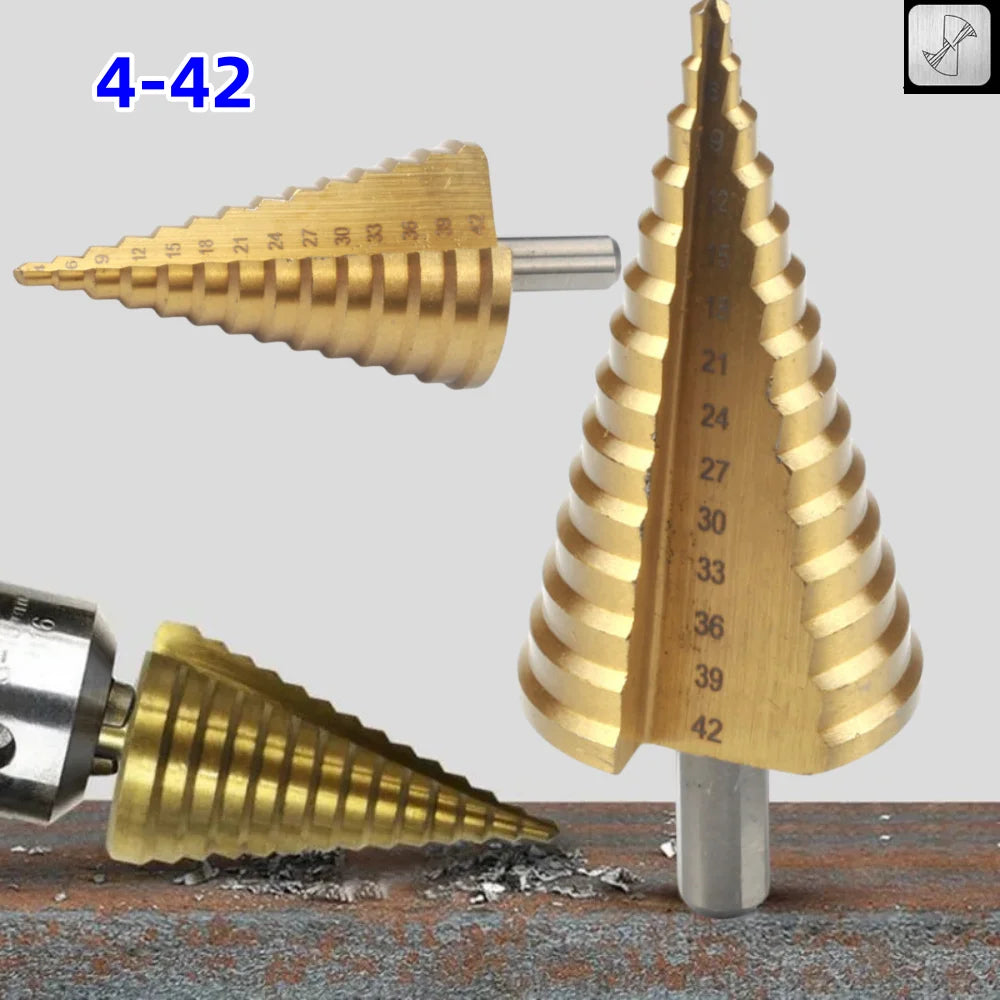 HSS Titanium Step Drill Bit 4–42mm | Metal Wood Plastic Peaceful Pleasures Health and Wellness