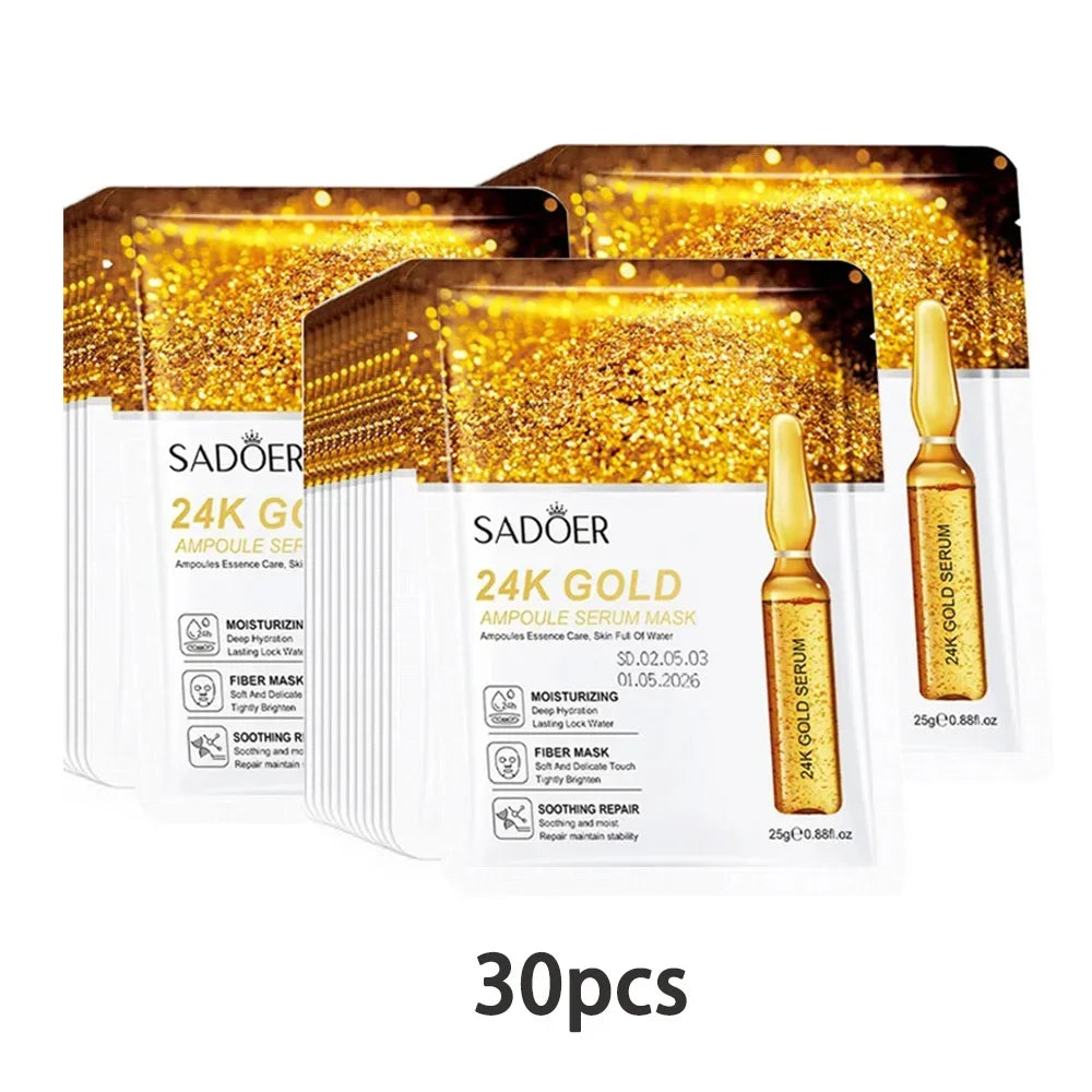 24K Gold Vitamin C Face Mask Set – Moisturizing & Firming Peaceful Pleasures Health and Wellness Type A 30pcs