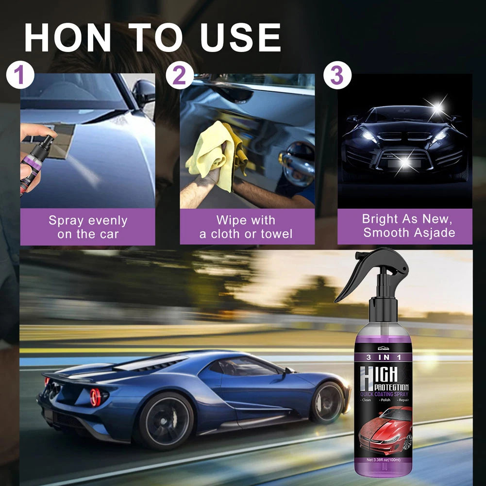3 in 1 High Protection Quick Ceramic Coating Nano Spray Car Coating Wax Polishing Spray Plastic Refresh Fast Fine Scratch Repair Peaceful Pleasures Health and Wellness