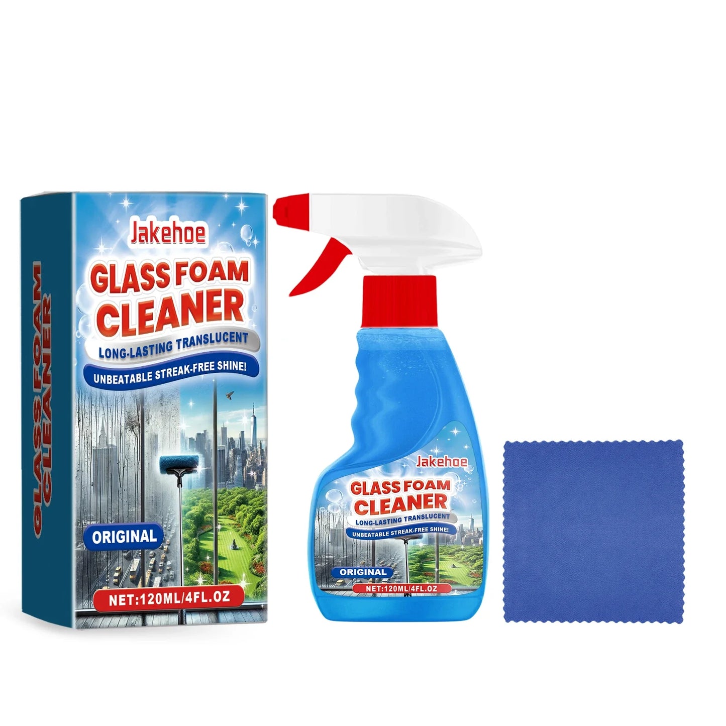 JAKEHOE Glass Foam Cleaner – Streak-Free Windows & Mirrors 120ml