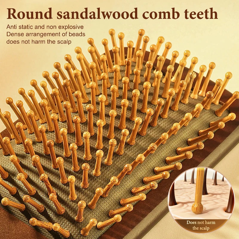 1Pcs Natural Sandalwood Massage Brush Soft Cushion Round Smooth Hair Comb Teeth For Scalp Health Peaceful Pleasures Health and Wellness