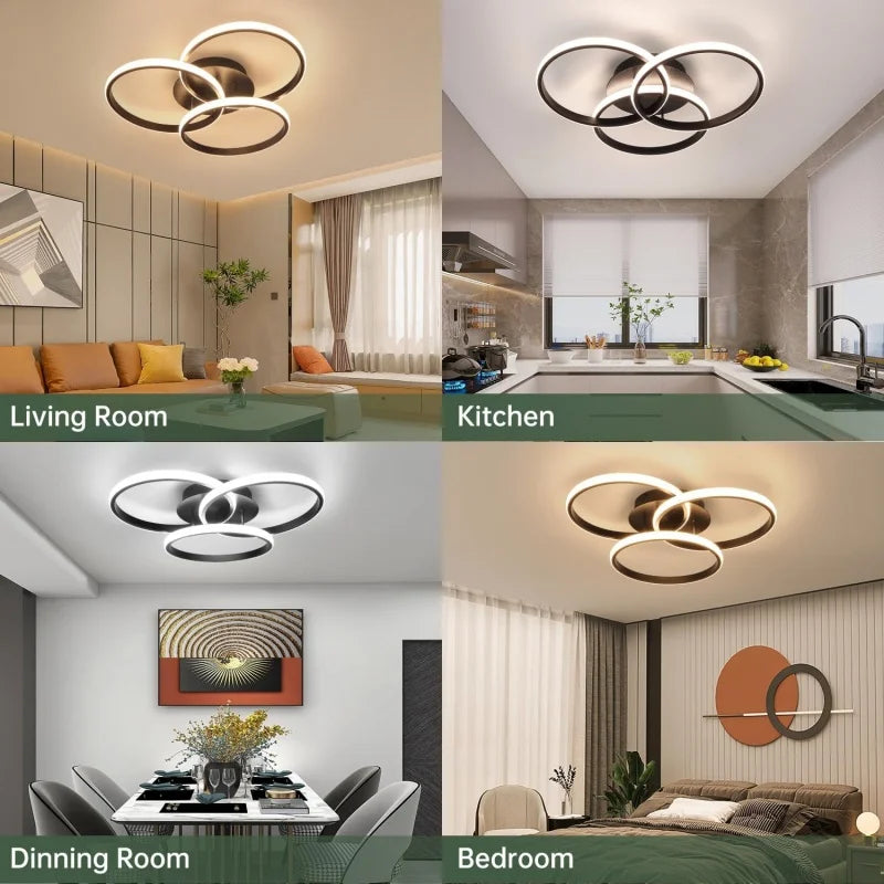 RUNTOIN Modern LED Ceiling Light – 3-Color Chandelier Lamp LED Ceiling Light Peaceful Pleasures Health and Wellness