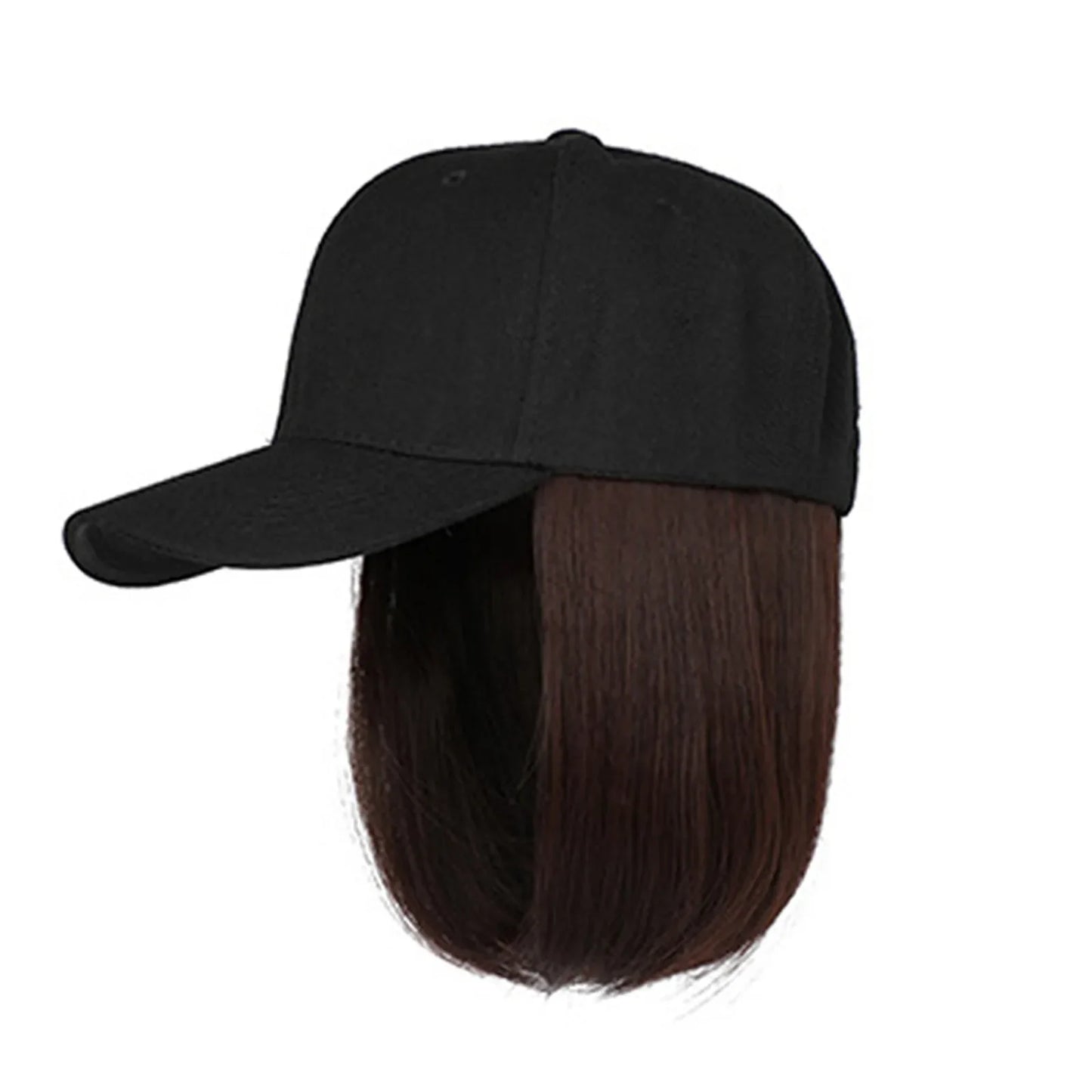 Baseball Cap Bob Wig Hat with Hair Extensions – Adjustable