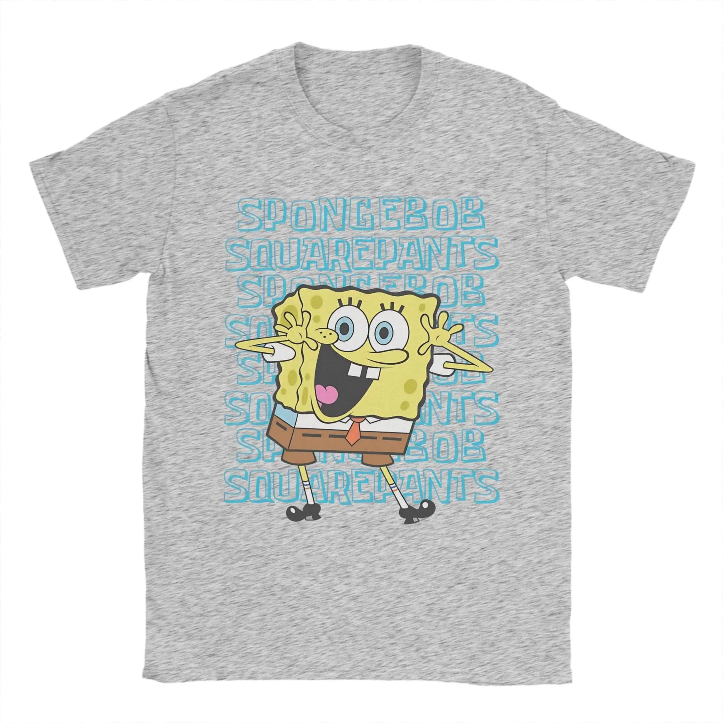 Fun S-Spongebobs T-Shirts Men Crew Neck Pure Cotton T Shirt Short Sleeve Tee Shirt Printed Clothing Peaceful Pleasures Health and Wellness GRAY 6XL