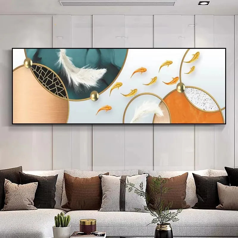 Feng Shui Koi Fish Canvas Wall Art – Nine Carp Lotus Poster