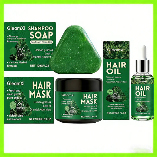 Usma Grass Shampoo Bar, Hair Mask & Oil Set – Gray Hair Care Hair Care Set Oasis Select