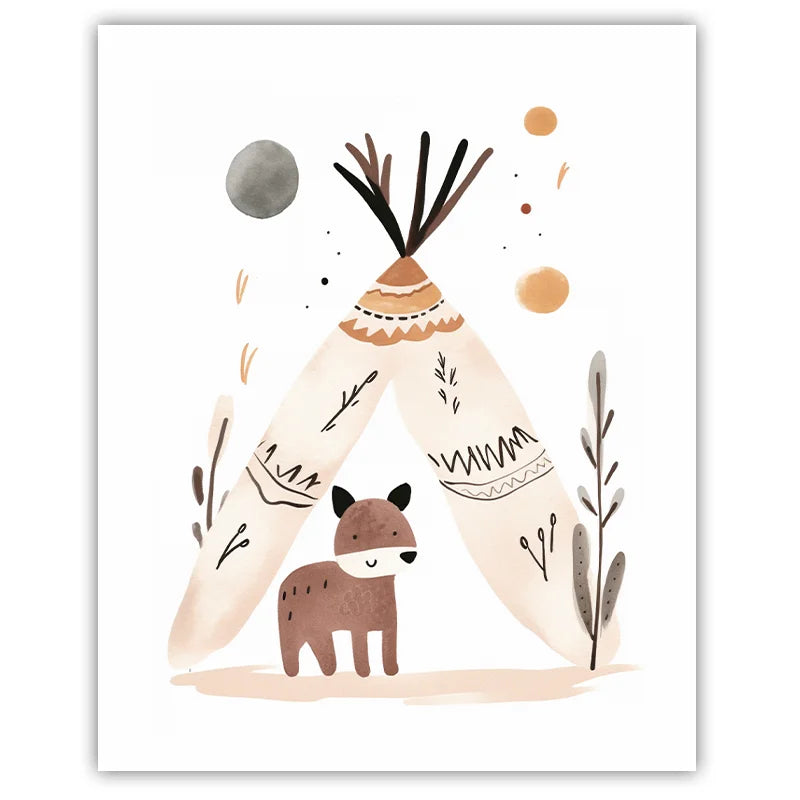 Nursery Wall Art Boho Cute Girl Teepee Canvas Painting Nordic Poster Print for Baby Girl Kids Bedroom Decor Peaceful Pleasures Health and Wellness 05 40x60cm No Frame China Mainland