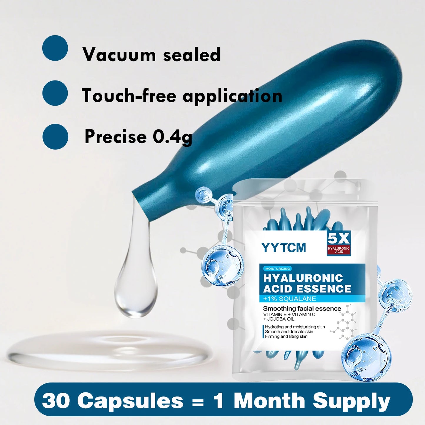 Hyaluronic acid deep moisturizing capsule essence, deep moisturizing and brightening skin essence (0.4gx30 capsules)/bag -1 bag Peaceful Pleasures Health and Wellness