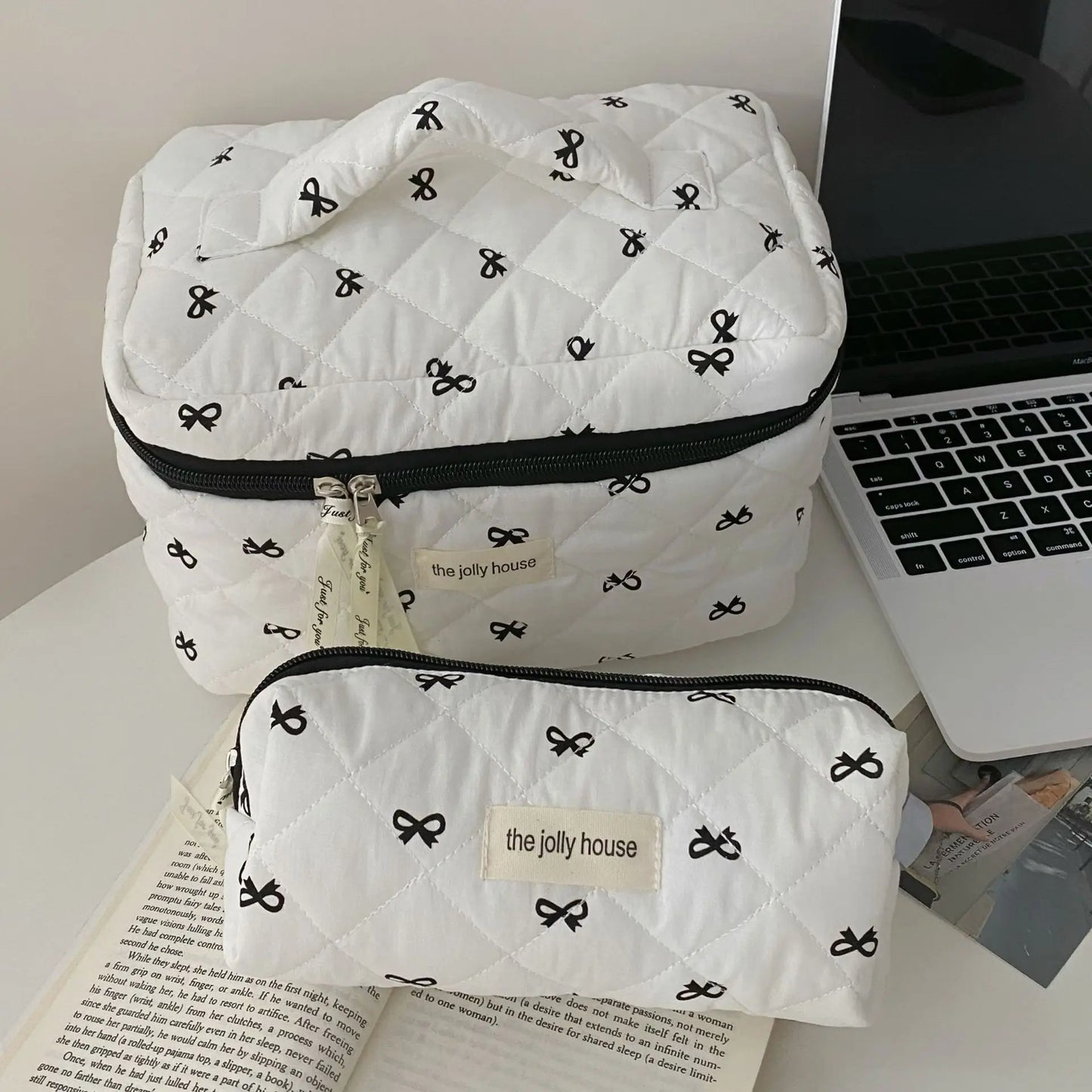 Floral Quilted Cosmetic Bag – Large Travel Makeup Organizer