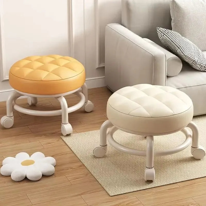 Pulley, Low Stool, Universal Wheel, Small Stool, Seat with Wheels, CHILDREN'S Multi-functional Shoe Changing Stool, round Stool Peaceful Pleasures Health and Wellness