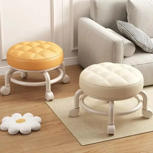 Pulley, Low Stool, Universal Wheel, Small Stool, Seat with Wheels, CHILDREN'S Multi-functional Shoe Changing Stool, round Stool Peaceful Pleasures Health and Wellness