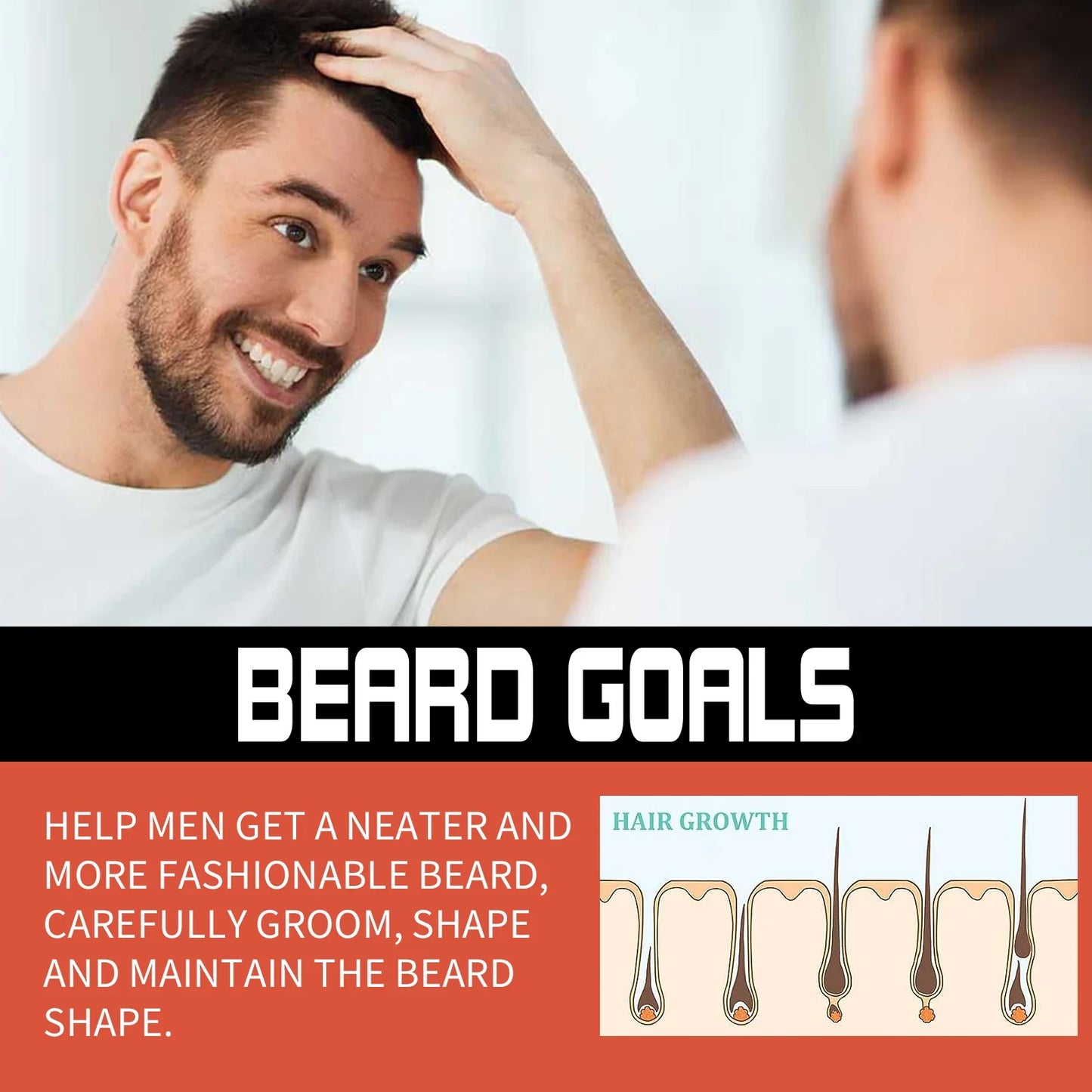 Beard Thickening Microneedle Roller – Men's Nourishing Growth Comb