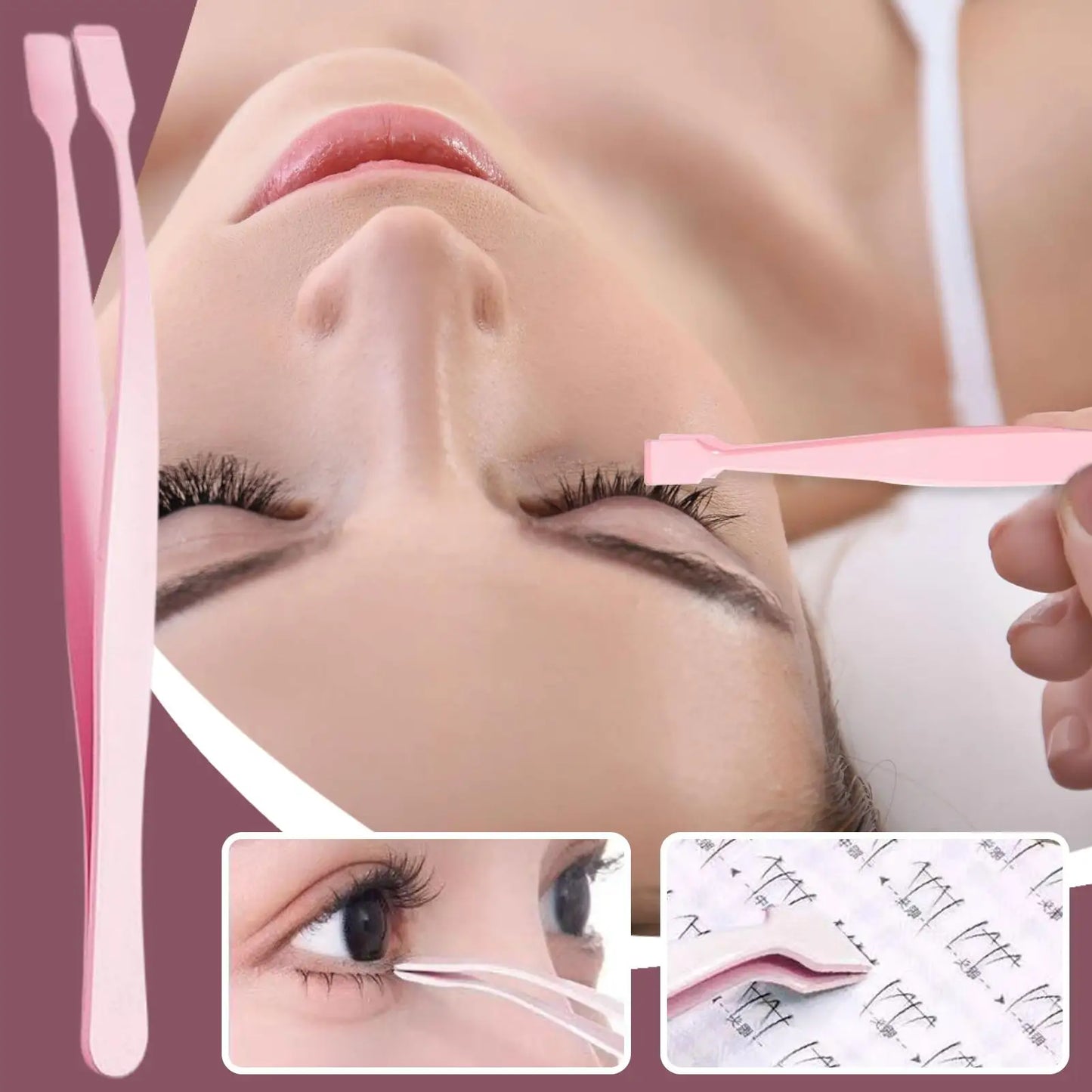 Stainless Steel Eyelash Cluster Applicator Tweezer Tool