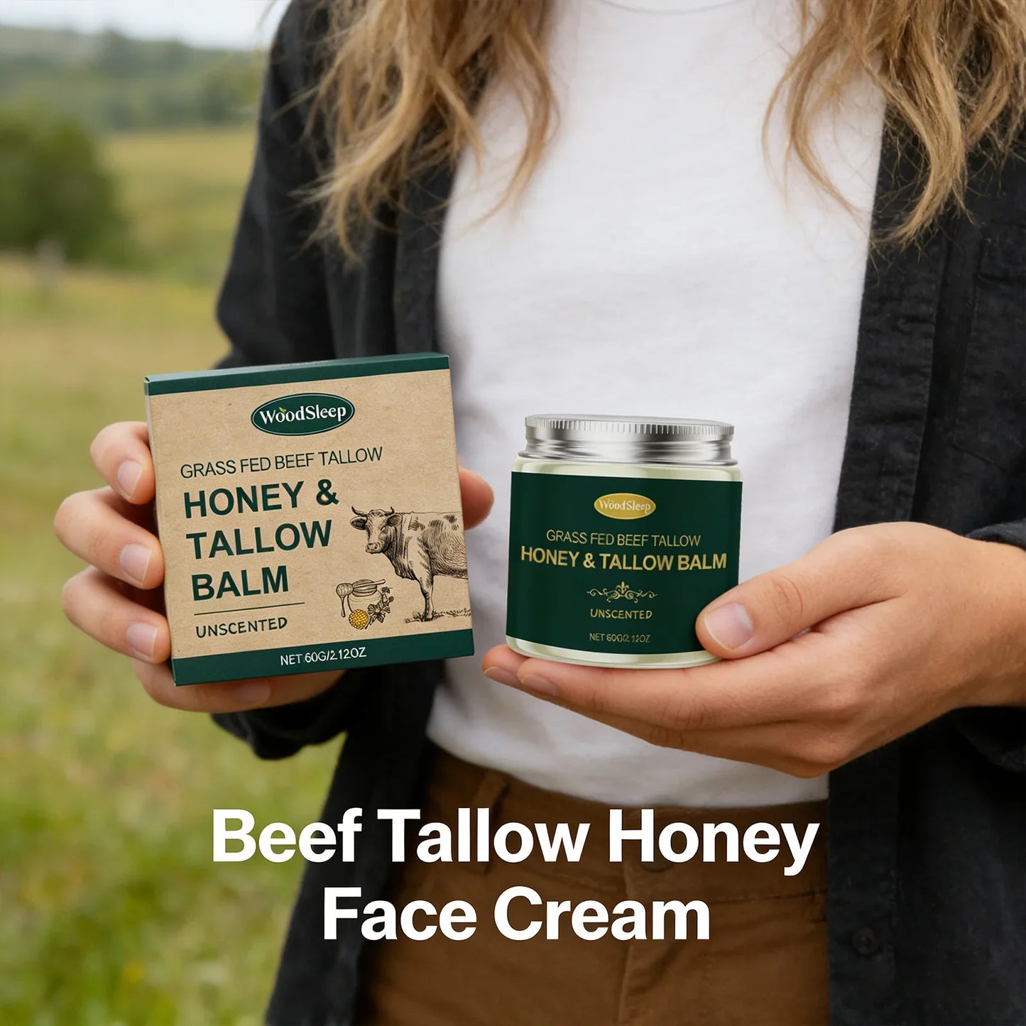 WOODSLEEP Beef Tallow & Honey Face Cream 60g – Deep Moisturizer