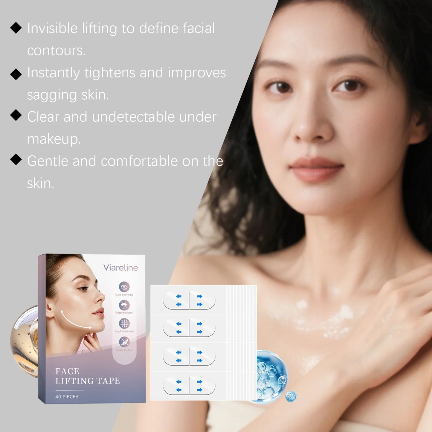 Invisible Face Lift Tape V-Shape Firming Patch 40pcs