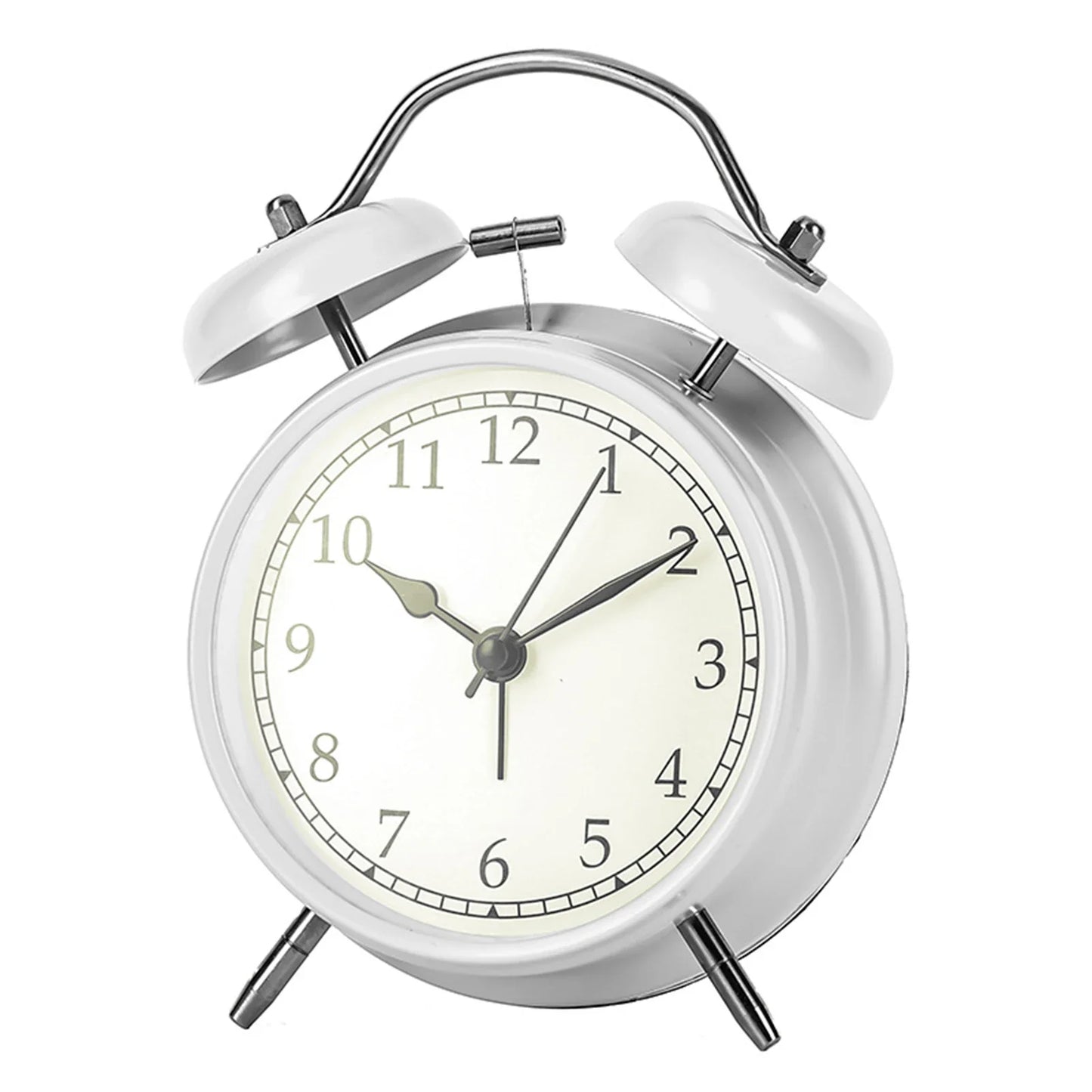 Vintage Twin-Bell Metal Alarm Clock with Night Light | Bedside