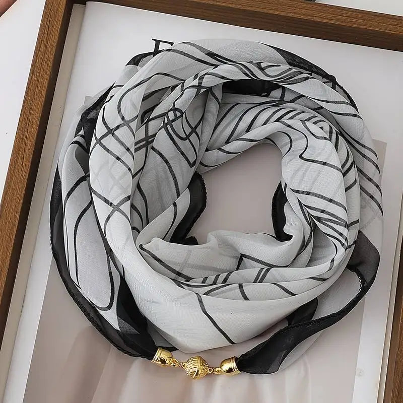 Women's Lightweight Printed Magnetic Clasp Scarf | All-Season
