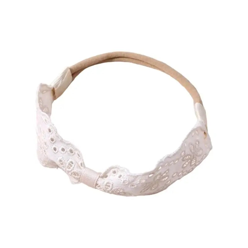 Embroidered Baby Headband – White Lace Infant Hair Ornament