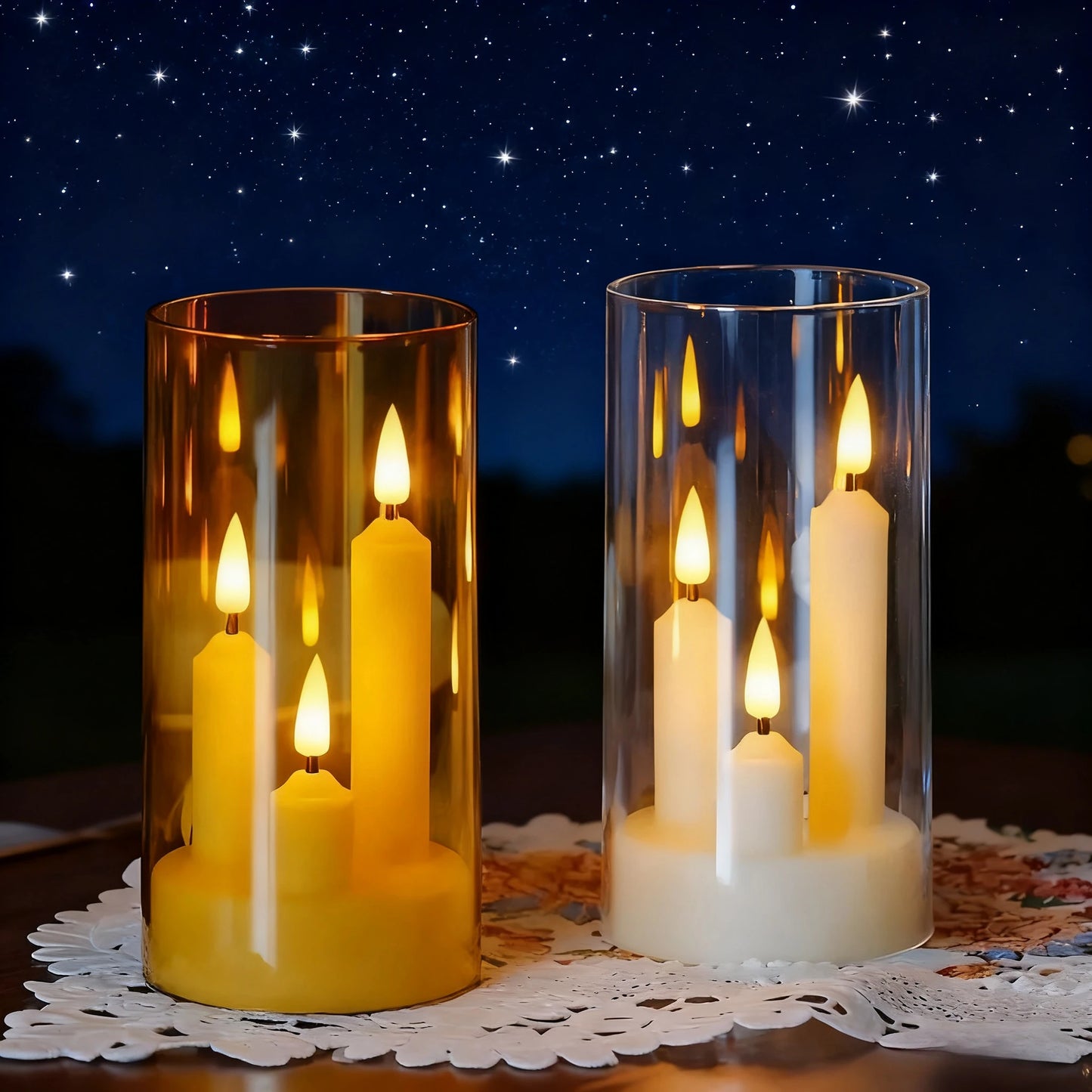 3-in-1 Flameless LED Taper Candles with Acrylic Lampshade