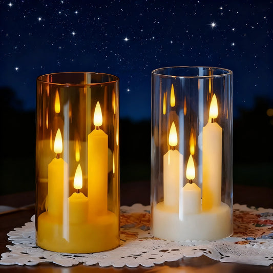 3-in-1 Flameless LED Taper Candles with Acrylic Lampshade Flameless LED Candles Peaceful Pleasures Health and Wellness