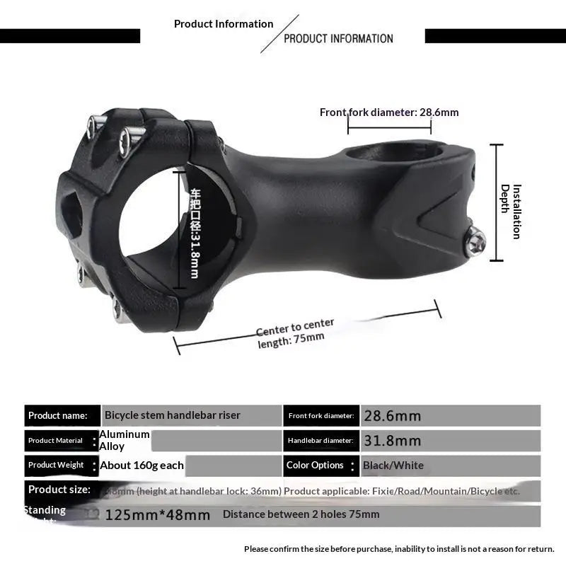 31.8mm Aluminum Bike Stem | Mountain & Road Handlebar Stem