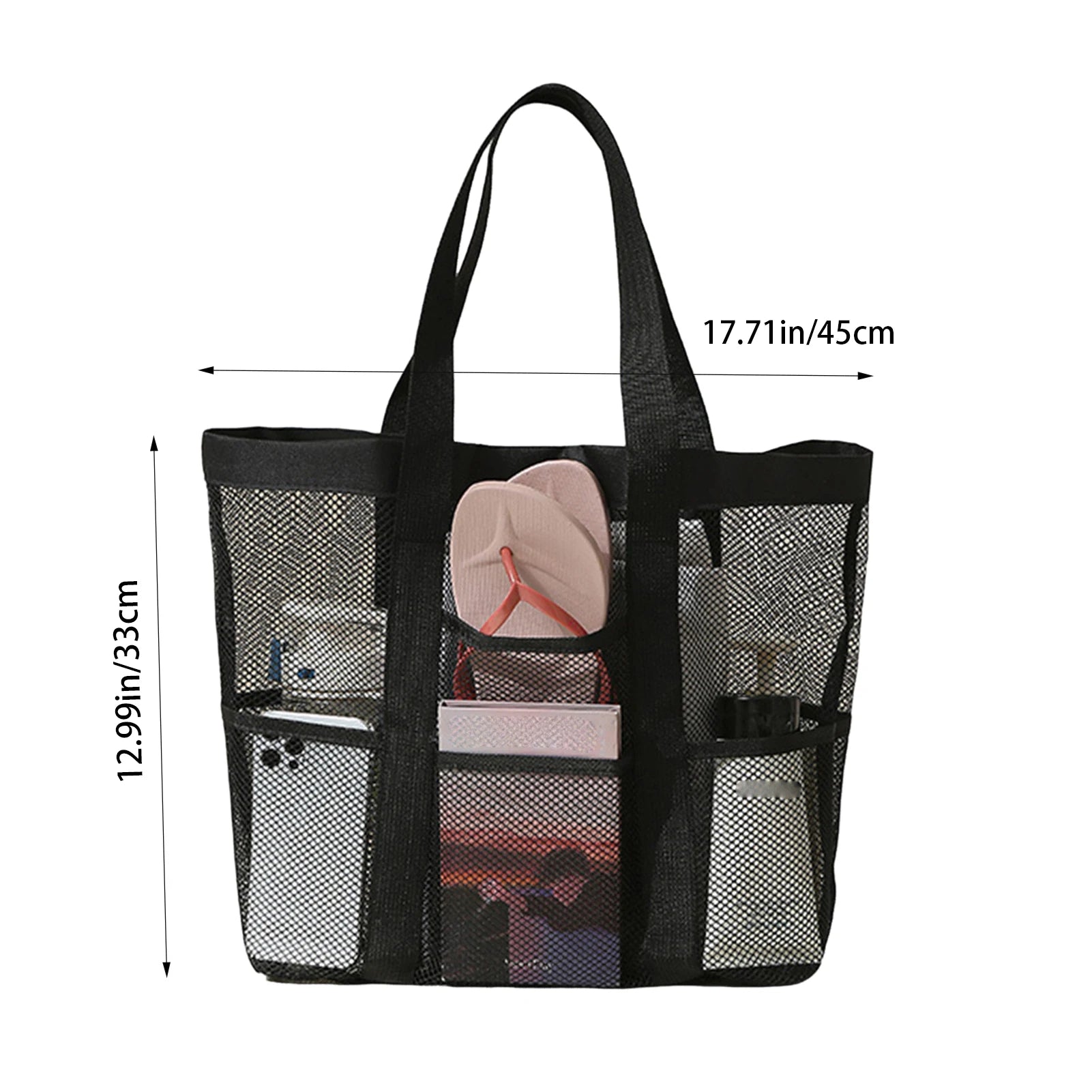 Large Capacity Hand-held Nylon Mesh Beach Supplies Storage Bag for Women Mother Vacation Use Peaceful Pleasures Health and Wellness