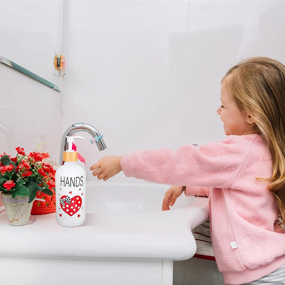 Watercolor Red Heart Truck Soap Dispenser with Tray – Refillable Pump Liquid Soap Container, Mother’s Day Gift Peaceful Pleasures Health and Wellness
