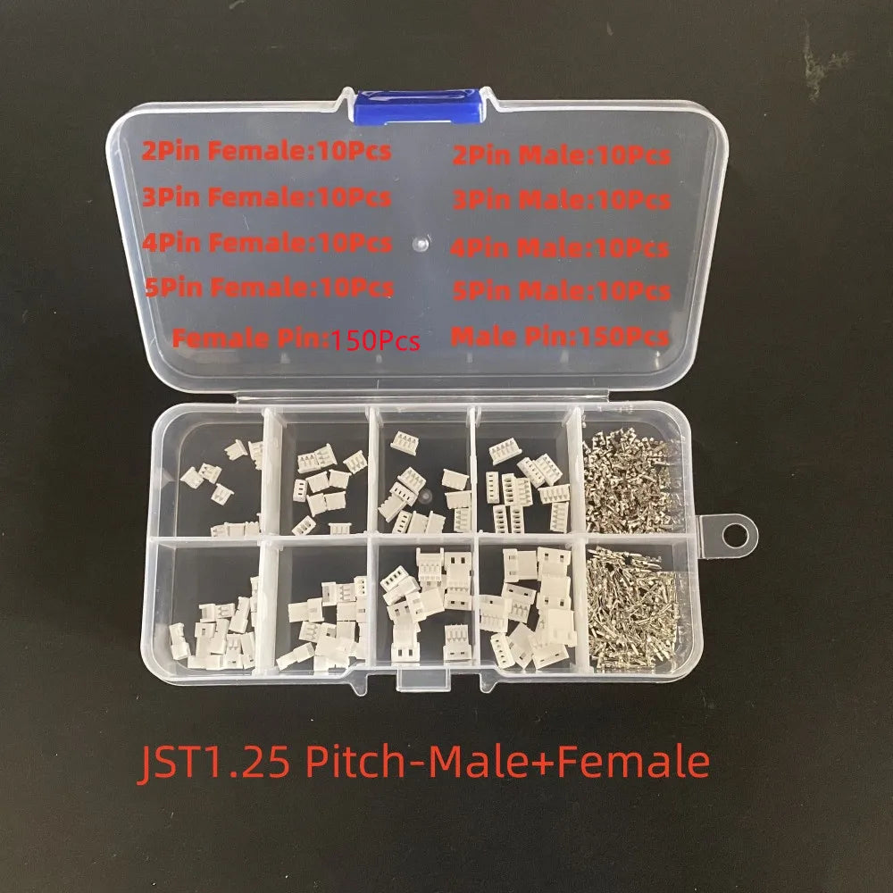 1Box JST SH1.0/1.25mm/PH 2.0/SM/SYP/XH 2.54mm/KF2510/VH 3.96mm Pitch Terminal Kit Male Female Housing Pin Header JST Connector Peaceful Pleasures Health and Wellness JST1.25 male female
