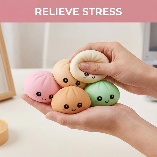 Dumpling Squishy Toy with Steamer | 4 Colors Slow Rise Sensory Ball Squishy Sensory Toy Oasis Select
